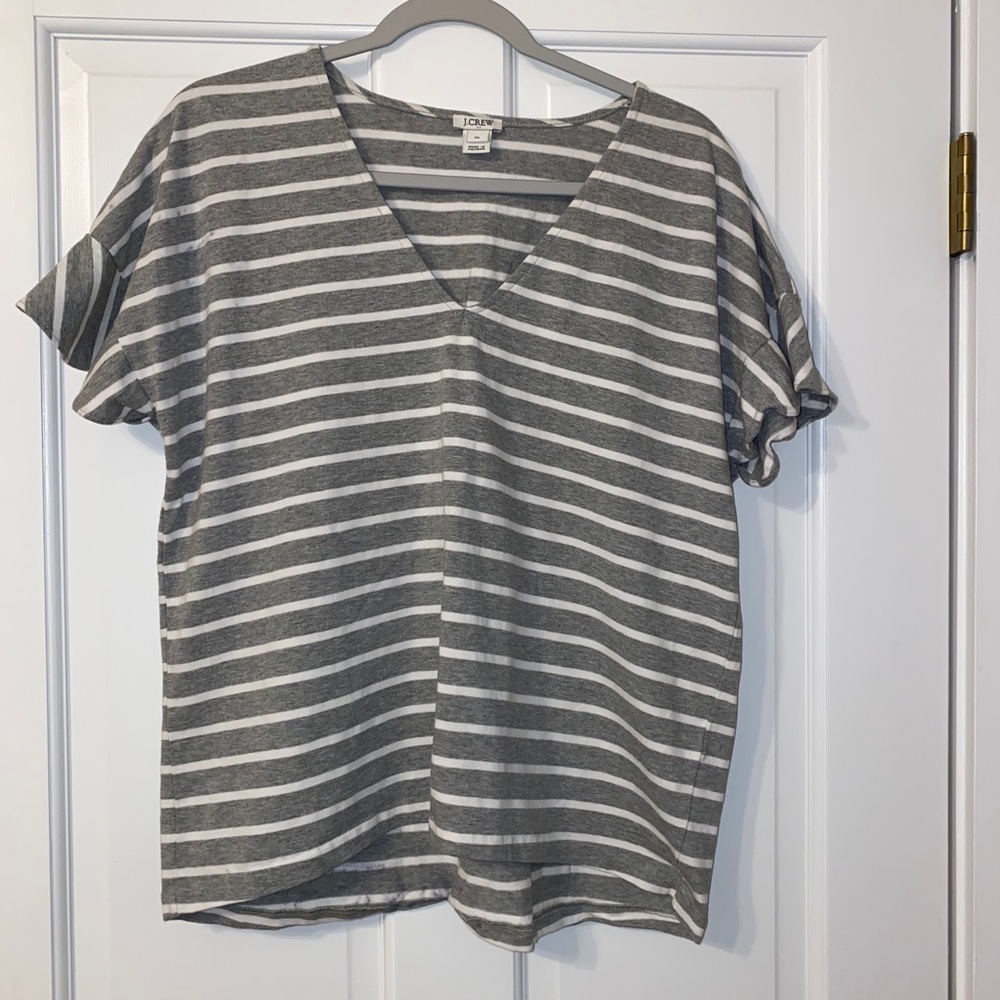 J.Crew short ruffle sleeve top with stripes